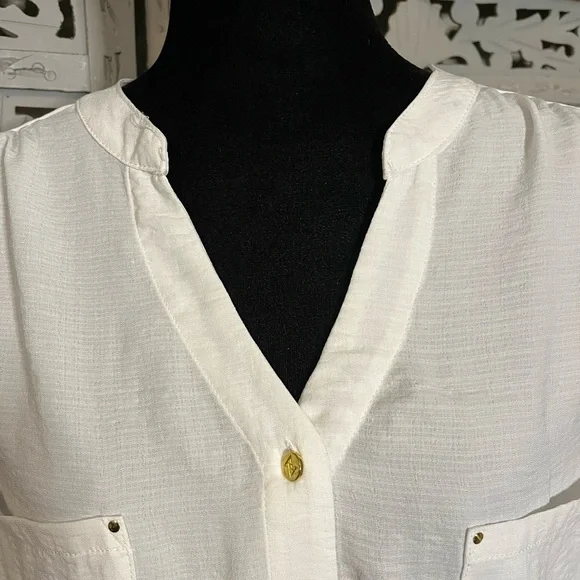 ADRIENNE VITTADINI CLASSY & SASSY PURE WHITE WIDE LONG SLEEVE PLUS TOP - Picture 3 of 10